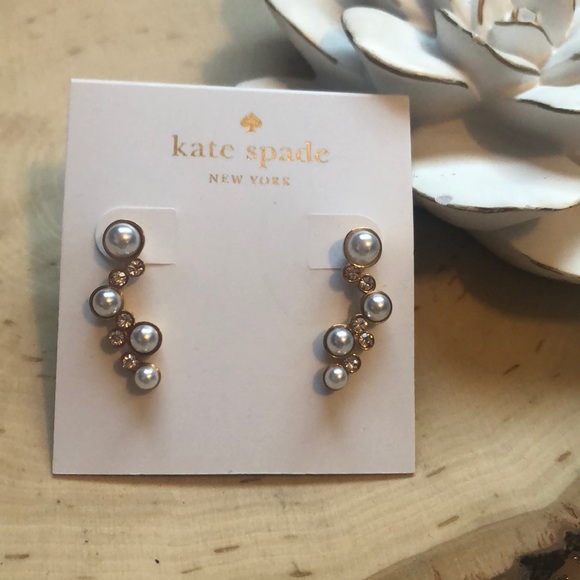 NWT KATE SPADE PEARL AND GOLD DANGLE EARRINGS!! - Picture 1 of 4